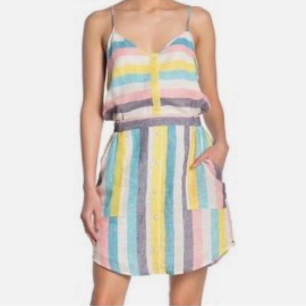 SPLENDID × Gray Malin • St. Barth's Striped Linen Blend Dress - Size XS - NWT